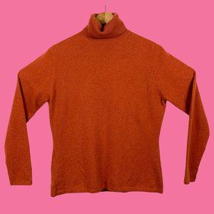 Vintage Burnt Orange Cashmere Turtleneck Sweater Neiman Marcus Womens Medium
